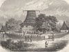FIJI. Fijian Temple & Cannibalism 1870 old antique vintage print picture