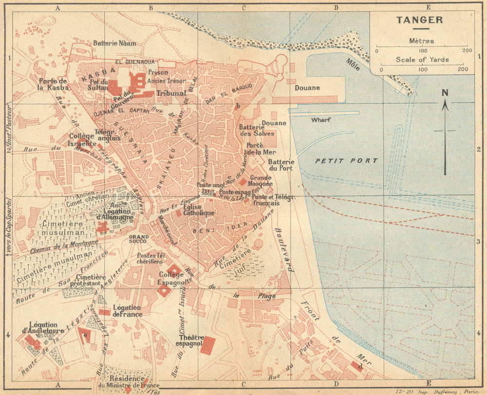 MOROCCO. Tangiers(Tanger) 1921 old antique vintage map plan chart