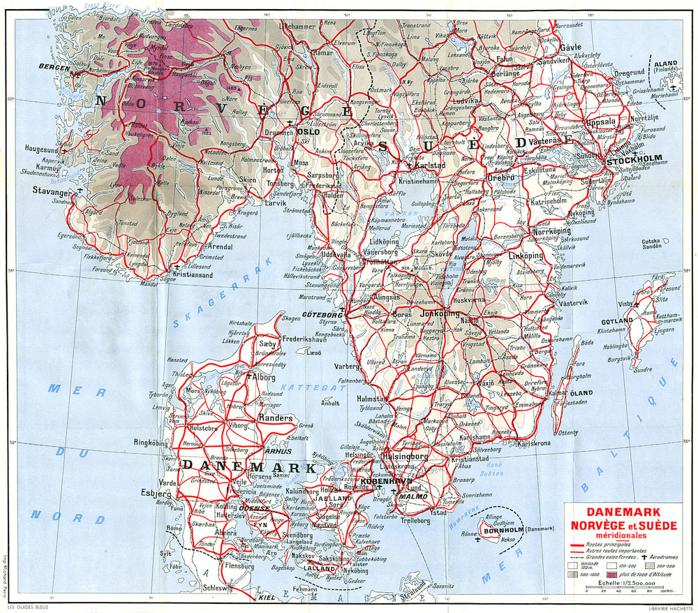 DENMARK. Norvege Suede Meridionales 1955 old vintage map plan chart