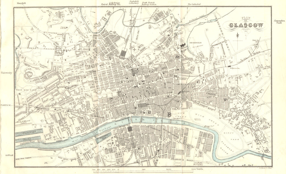 SCOTLAND. City town plan of Glasgow 1887 old antique vintage map chart