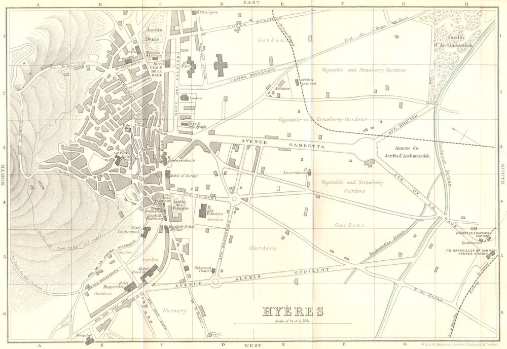 VAR. Hyères 1913 old antique vintage map plan chart
