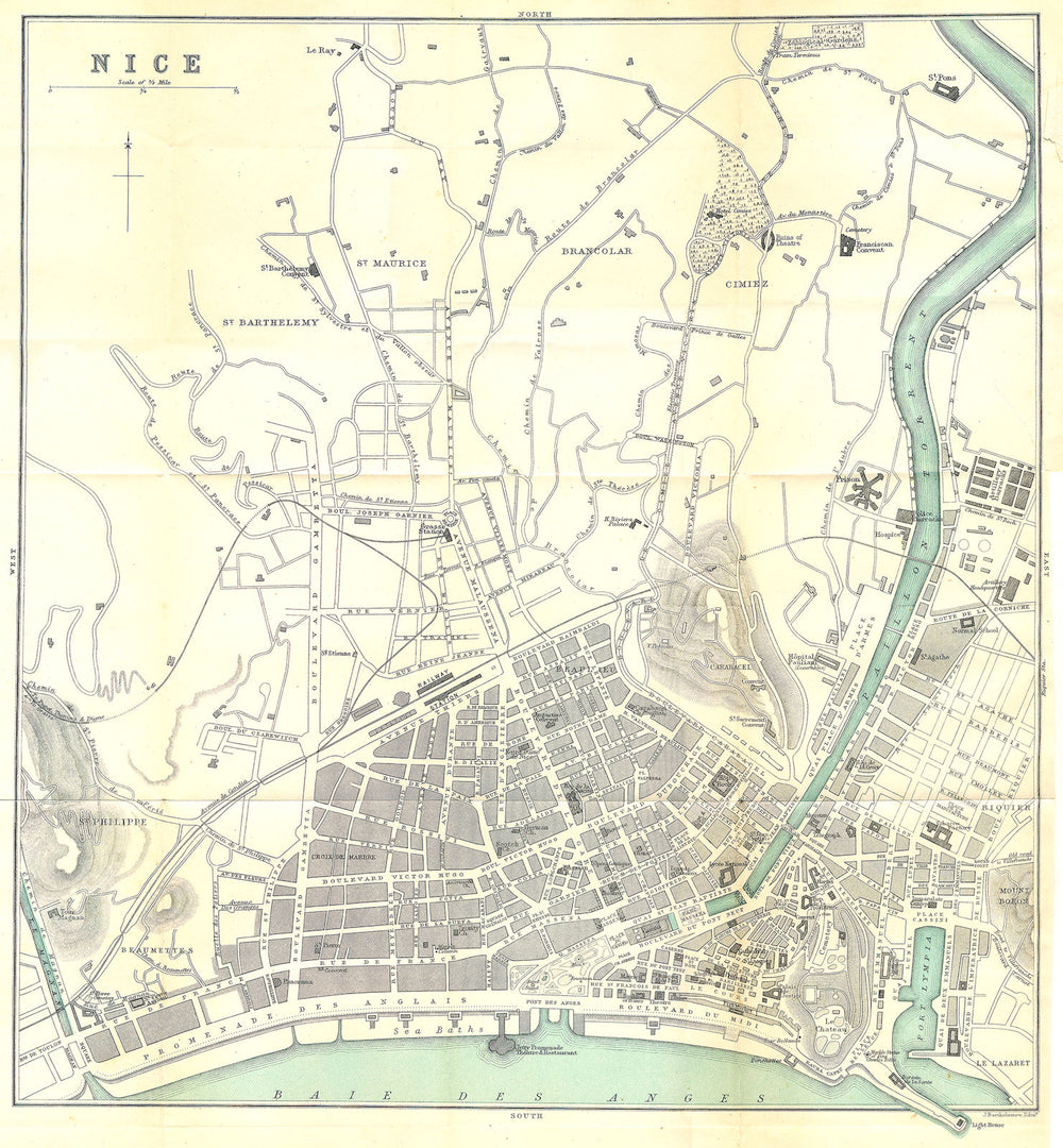 ALPES-MARITIMES. Nice Cimiez 1913 old antique vintage map plan chart