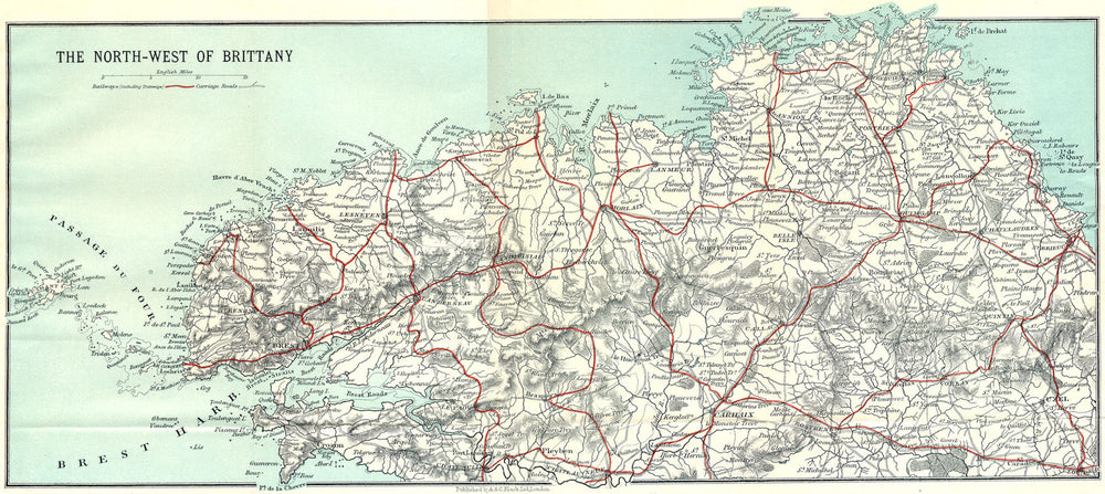 FRANCE. Brest. North-W of Brittany 1923 old antique vintage map plan chart