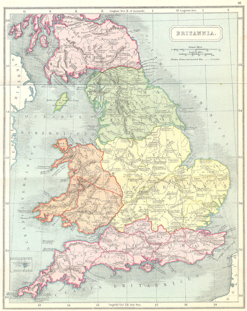 UK. Britannia Roman Britain 1908 old antique vintage map plan chart