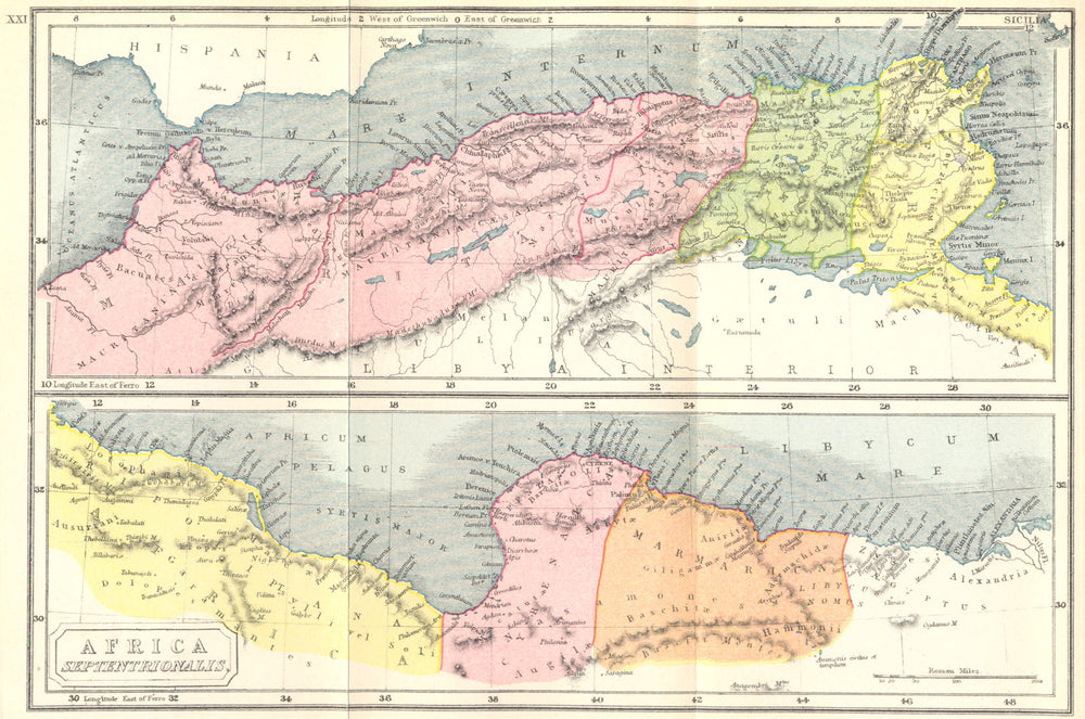 AFRICA. Septentrionalis North Ancient 1908 old antique vintage map plan chart