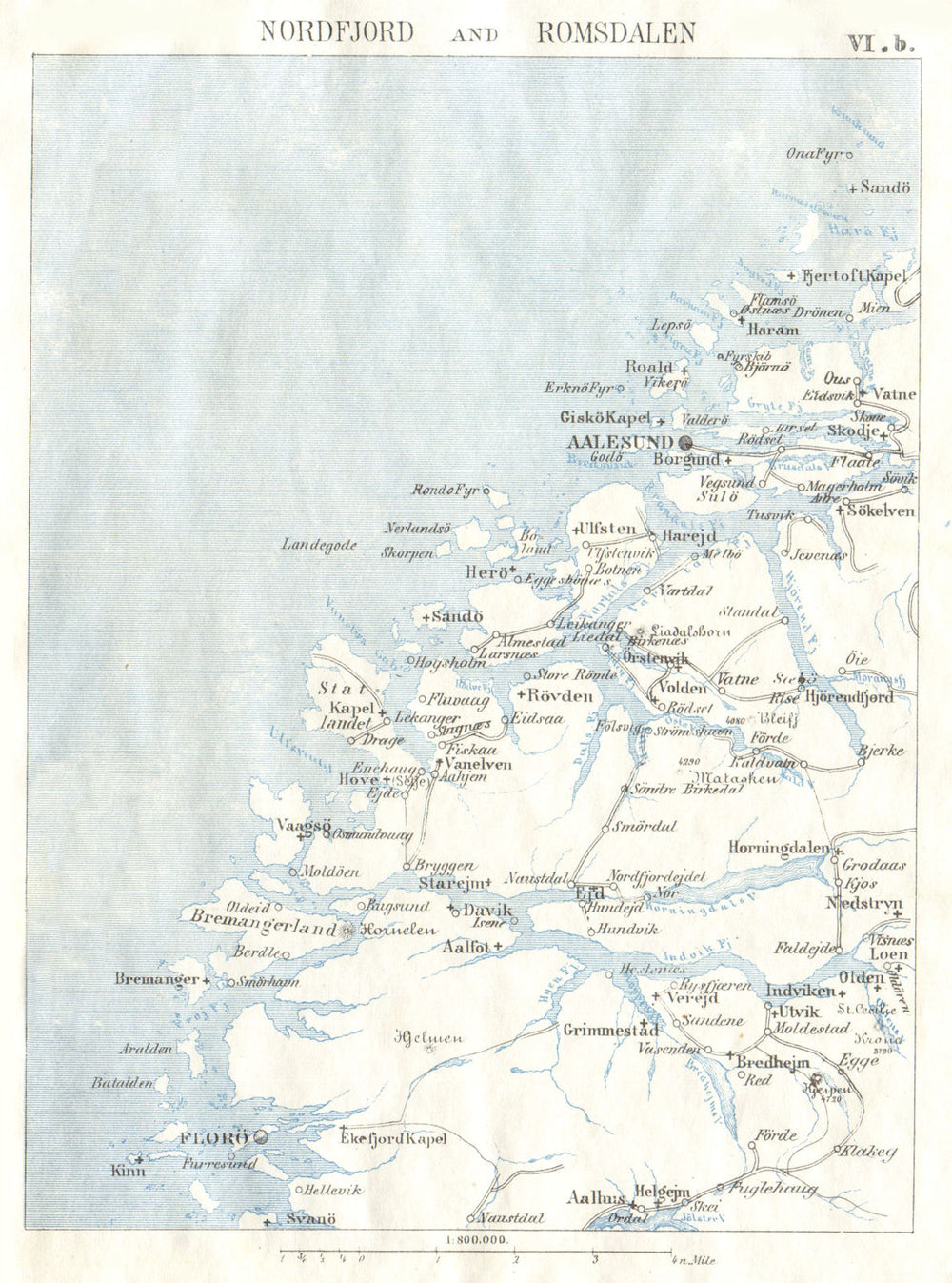 NORWAY. Nordfjord & Romsdalen. Alesund. Floro 1896 old antique map plan chart
