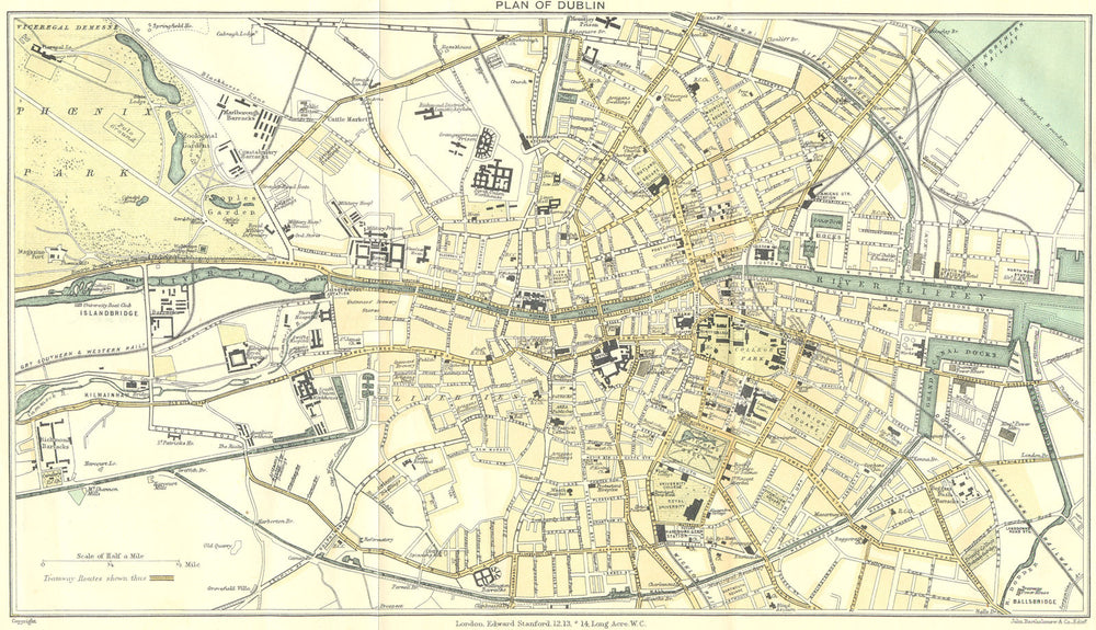 IRELAND. Plan Dublin 1912 old antique vintage map chart