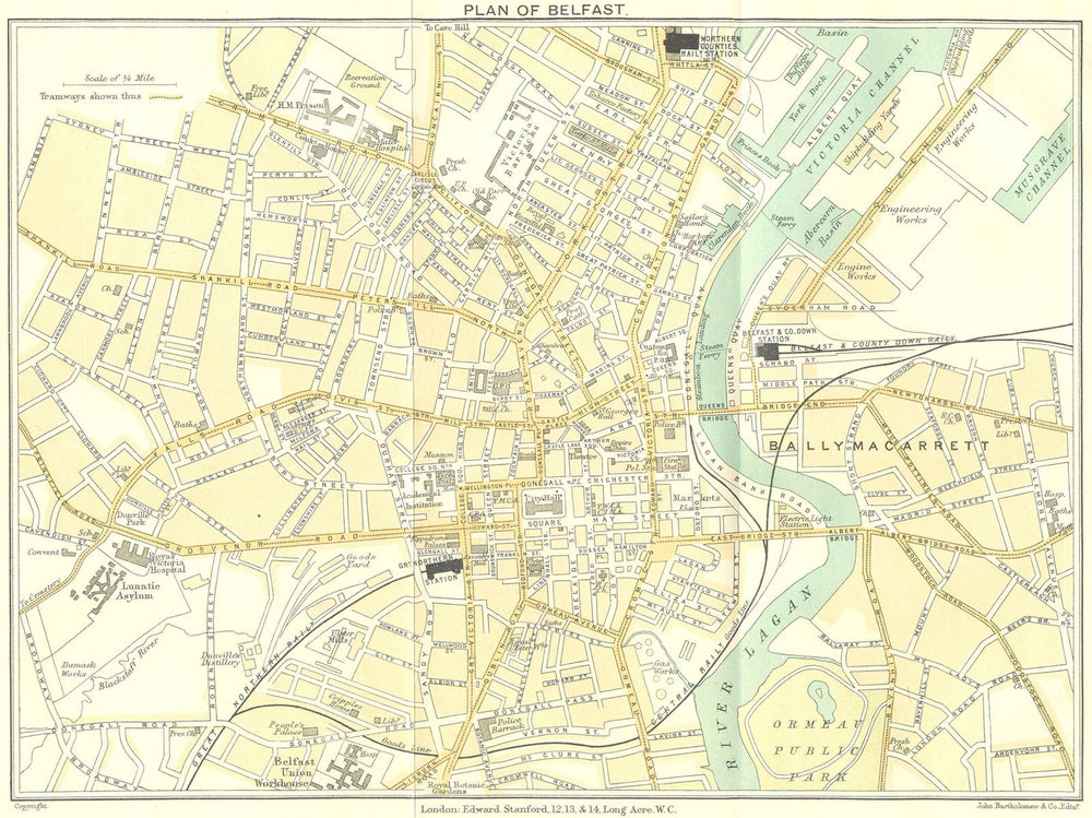IRELAND. Plan Belfast 1912 old antique vintage map chart
