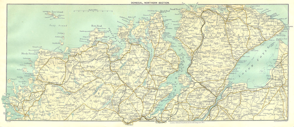 IRELAND. Donegal, North 1912 old antique vintage map plan chart