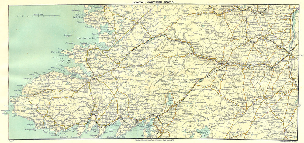IRELAND. Donegal, south 1912 old antique vintage map plan chart