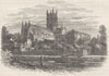 WORCS. Worcester cathedral, river 1898 old antique vintage print picture