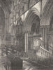 WORCS. Choir of Worcester cathedral 1898 old antique vintage print picture