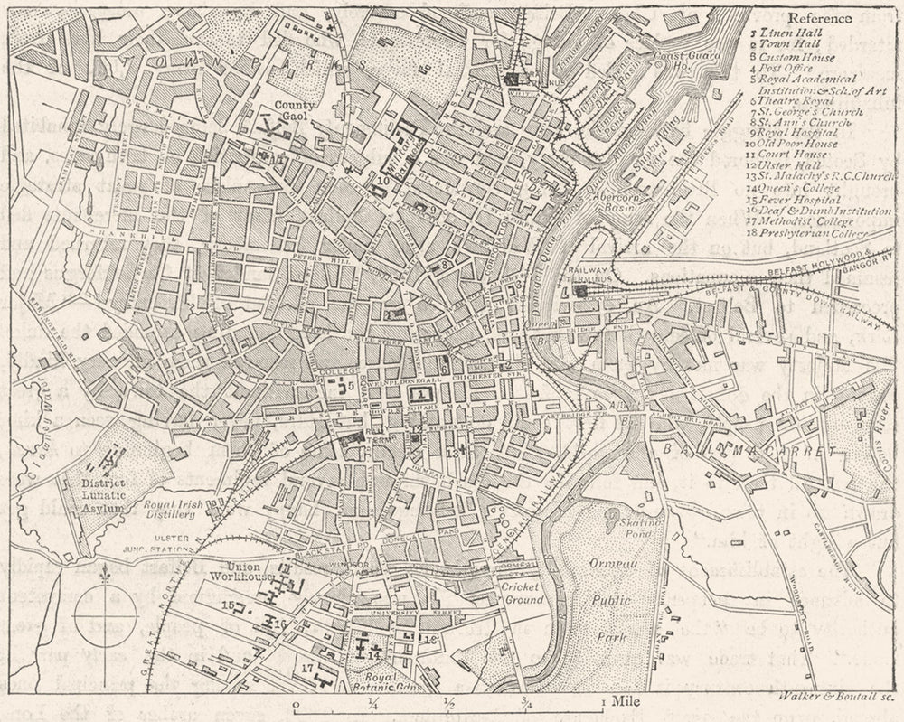 IRELAND. Belfast, sketch map 1898 old antique vintage plan chart