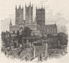 LINCS. Lincoln. cathedral, south-west 1898 old antique vintage print picture