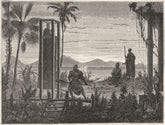 CAMBODIA. Priest sounding Bell of a temple 1880 old antique print picture