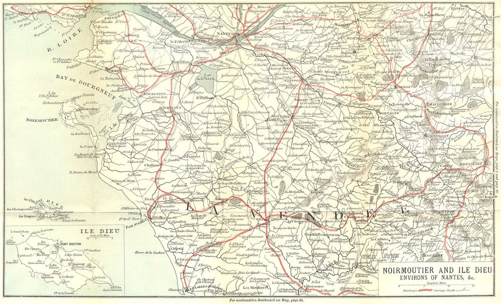 LOIRE-ATLANTIQUE. Noirmoutier & Ile Dieu area of Nantes 1889 old map