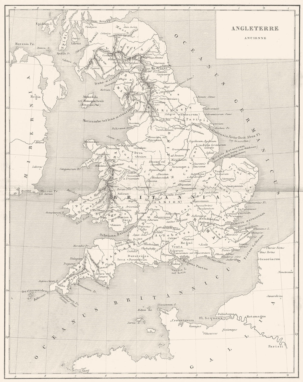 ENGLAND. Angleterre, Ancienne Ancient Britain Britannia 1879 old antique map