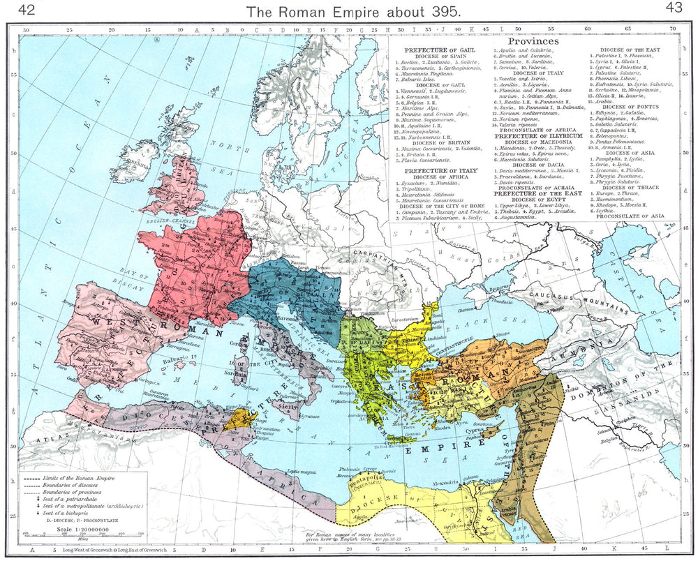 EUROPE. The Roman Empire about 395 1956 old vintage map plan chart