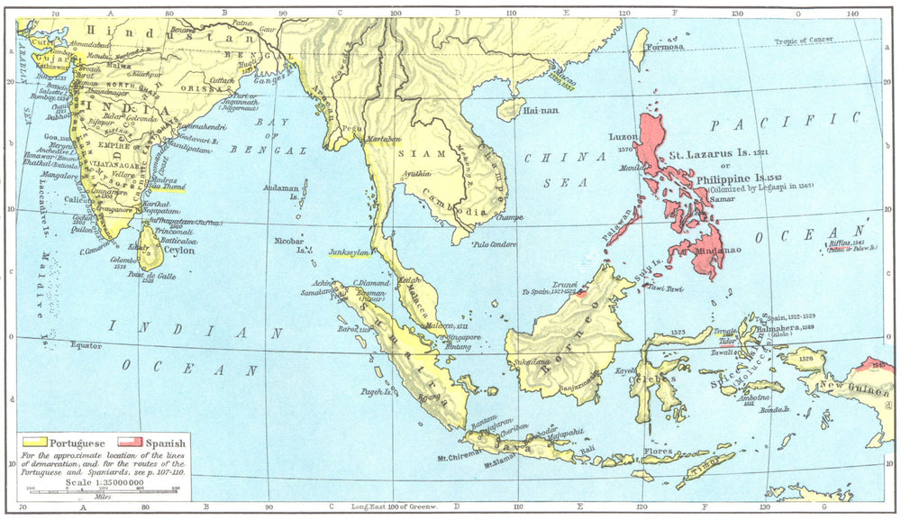 ASIA. Portuguese Colonial Dominions & Malay Archipelago, 1498-1580 1956 map