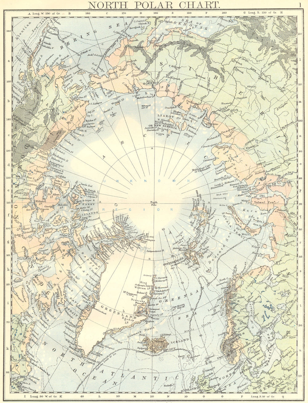POLAR REGIONS. North Polar Chart 1897 old antique vintage map plan