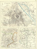 AUSTRIA. Vienna Wien area; Budapest 1897 old antique vintage map plan chart