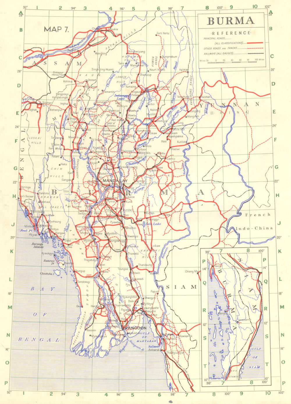 BURMA. Burma 1951 old vintage map plan chart