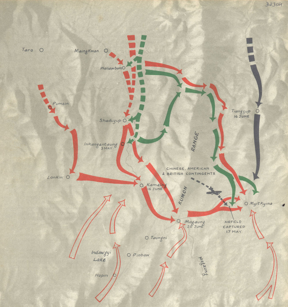 BURMA. Apr to June, 1944. NCAC Operations 1-30 1951 old vintage map plan chart