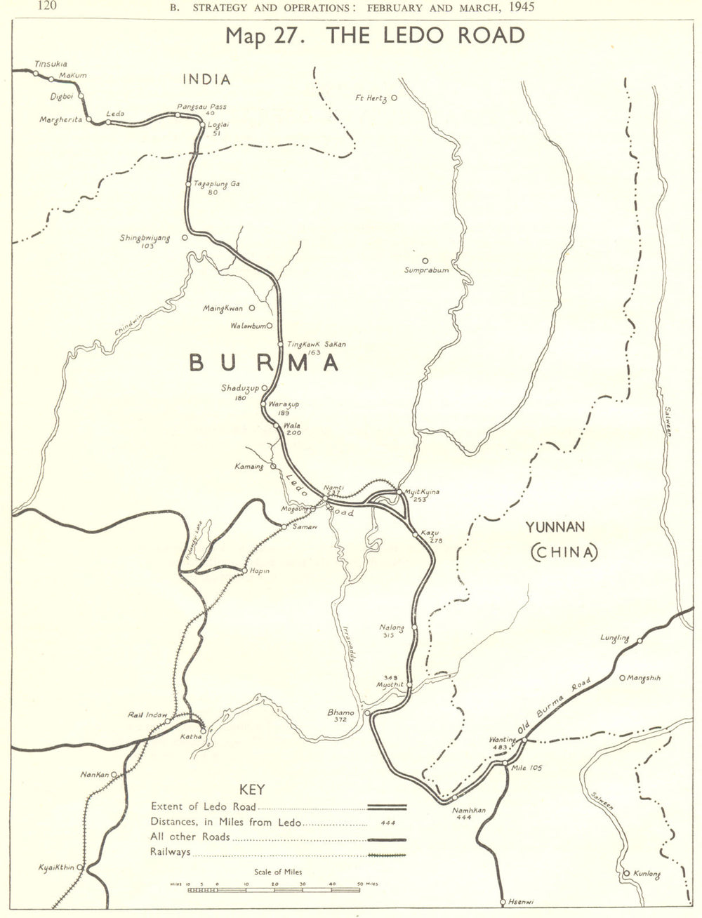 BURMA. February and March, 1945. The Ledo Road 1951 old vintage map plan chart