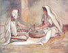 ISRAEL. Two women grinding at a hand mill 1902 old antique print picture