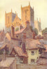 Ripon. The Minster from the Old Town. Yorkshire. By Ernest Haslehust 1920