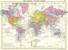 WORLD. The World-Travel chart; Small map 1912 old antique plan