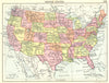 USA. United States; Small map 1912 old antique vintage plan chart