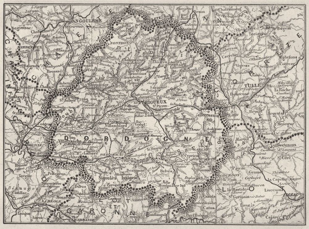 DORDOGNE. Dordogne 1878 old antique vintage map plan chart