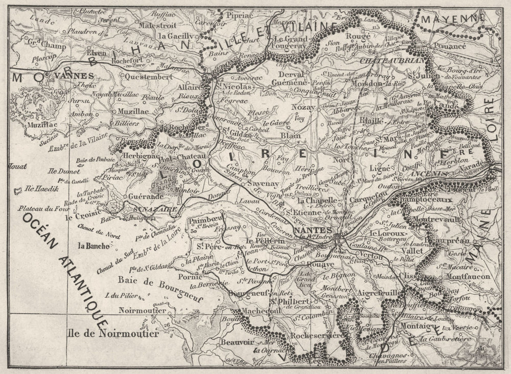LOIRE-ATLANTIQUE. Loire-Inferieure 1878 old vintage map plan chart