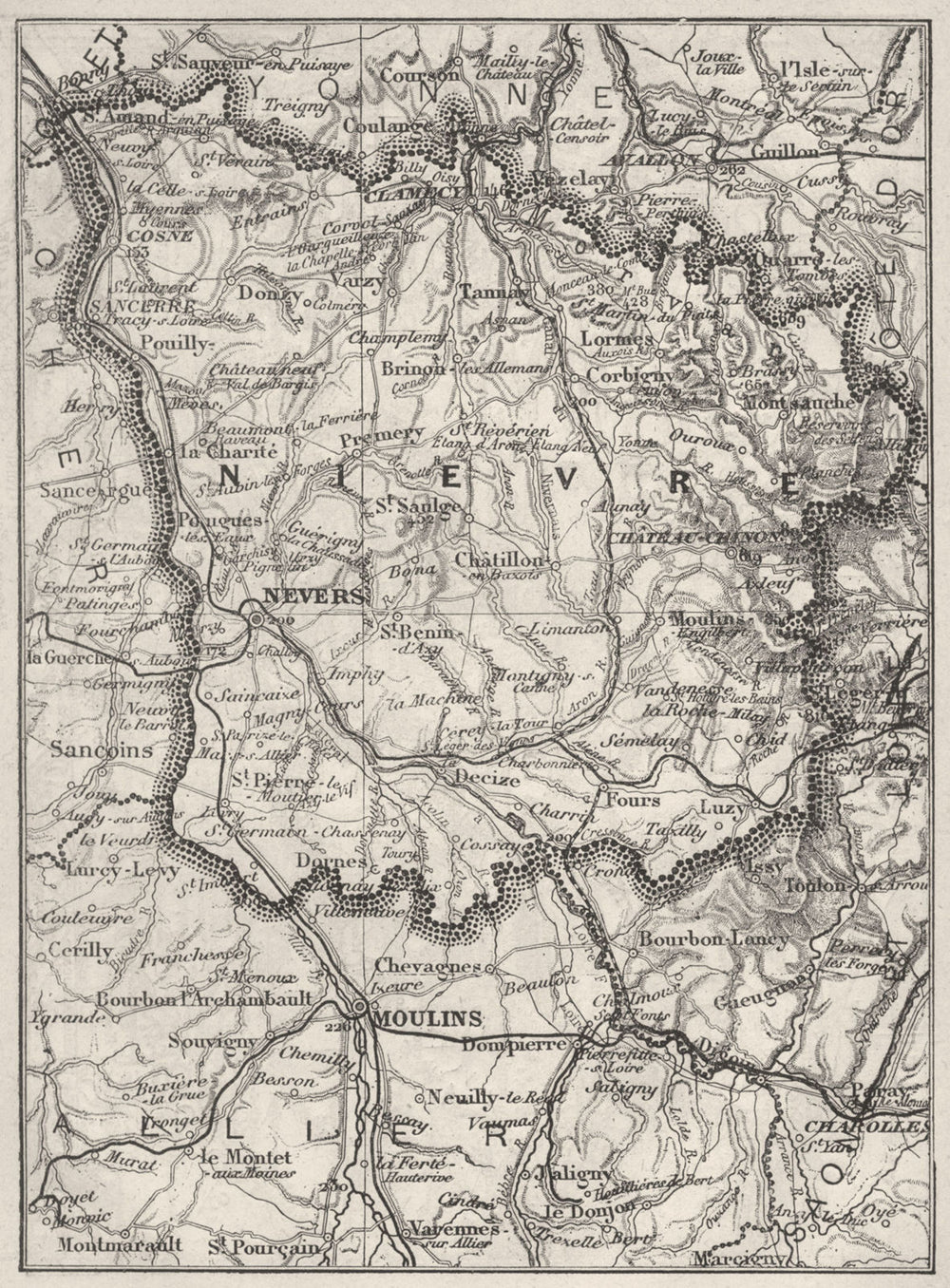 NIÈVRE. Nievre 1878 old antique vintage map plan chart