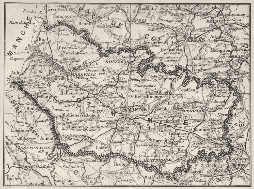 SOMME. Somme 1878 old antique vintage map plan chart
