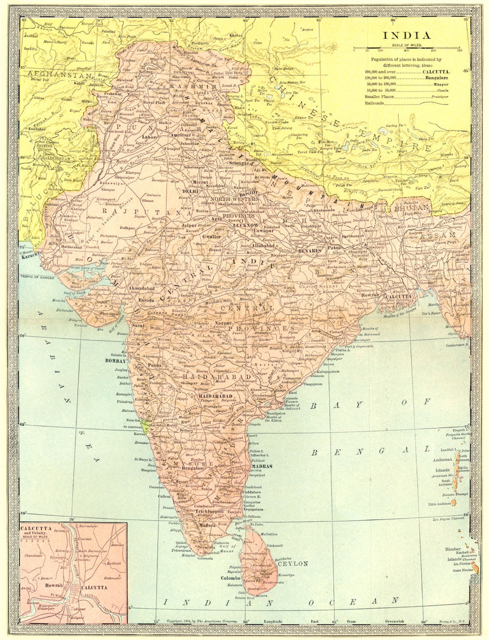BRITISH INDIA inc Pakistan & Bangladesj/Bengal. Calcutta environs 1907 old map