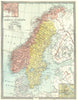 SCANDINAVIA. Norway and Sweden. Inset Stockholm & Christiania 1907 old map