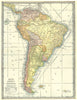 SOUTH AMERICA Brazil Argentina Chile Bolivia etc 1907 old antique map chart