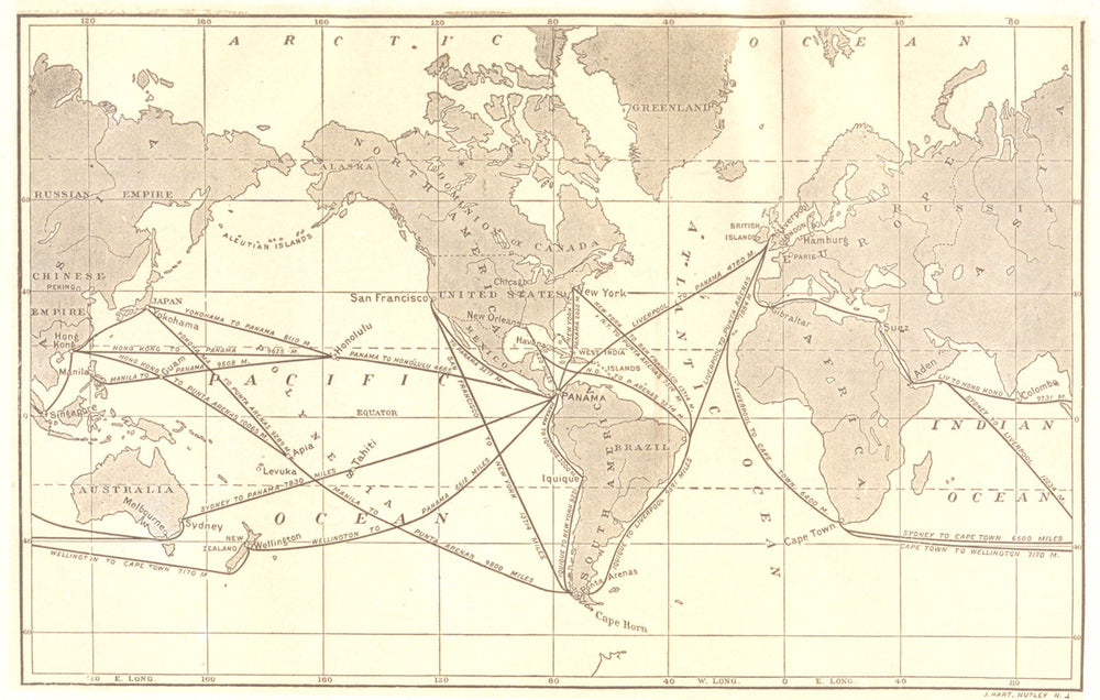 'How the PANAMA CANAL will shorten world trade routes'. Shipping routes 1907 map
