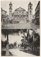CUBA. Havana; 1. Cathedral of Havana; 2. Colon Park, Havana 1907 old print