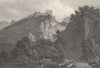 DERBYSHIRE. Peveril's Castle The Peak. DUGDALE 1845 old antique print picture