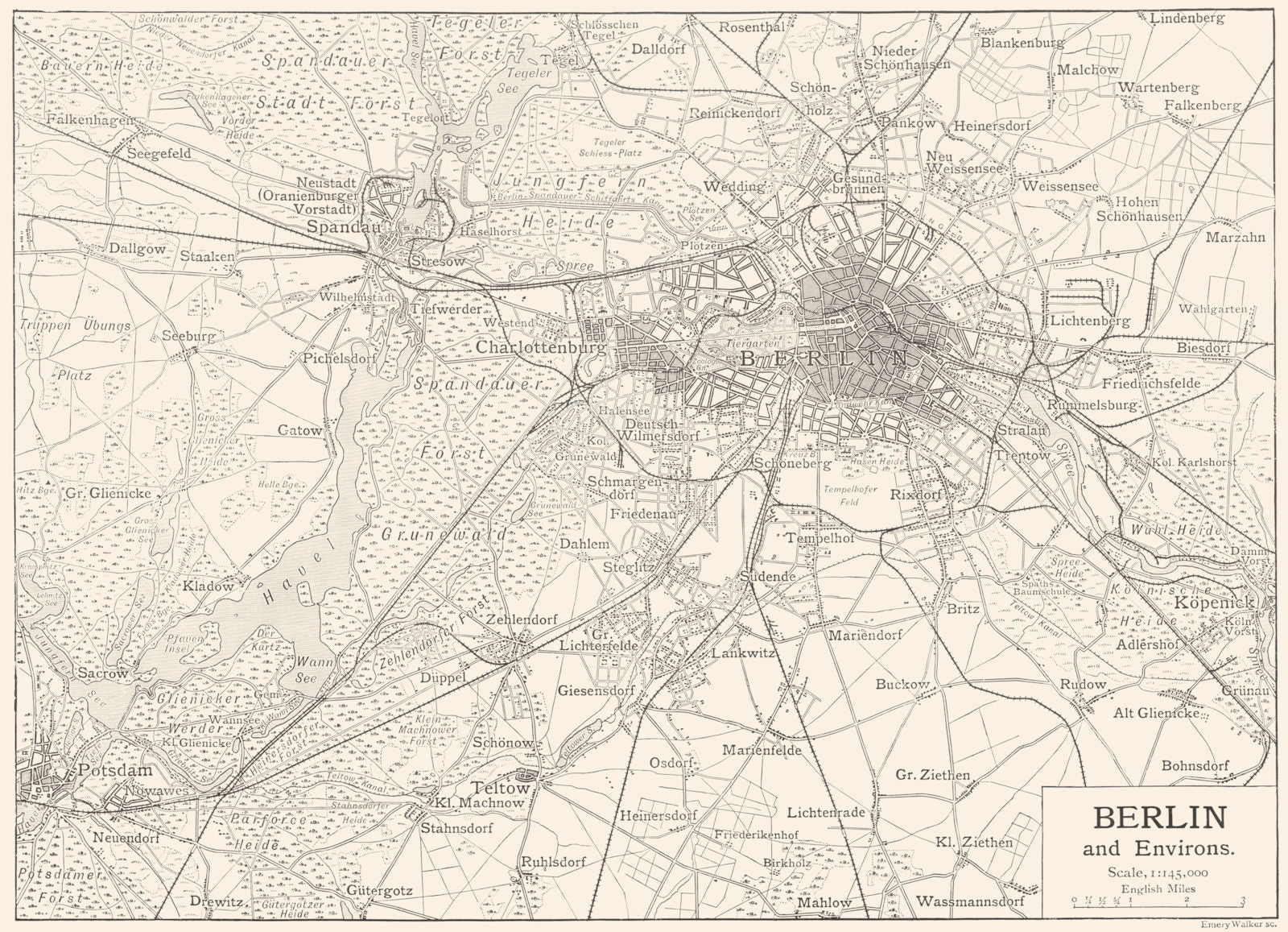 GERMANY. Berlin and Environs 1910 old antique vintage map plan chart ...