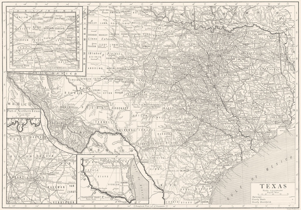 TEXAS. Texas state map showing counties 1910 old antique plan chart