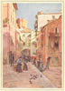 ITALY. La Piazza, Sestri Levante 1912 old antique vintage print picture