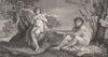 PAN TEACHING APOLLO THE USE OF THE PIPE. Annibale Caracci 1835 old print