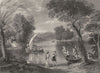 A RIVER SCENE. Annibale Caracci 1835 old antique vintage print picture