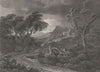 A LAND STORM. Gaspar Poussin 1835 old antique vintage print picture