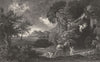 DIDO AND AENEAS IN THE STORM. by Gaspar Poussin 1835 old antique print picture