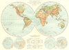 WORLD. Illustrating land & water distribution; contours relief 1881 old map